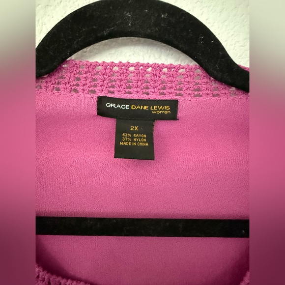 Grace Dane Lewis Magenta Plus Size Floral Embroidered Cardigan Size 2X - Picture 2 of 3